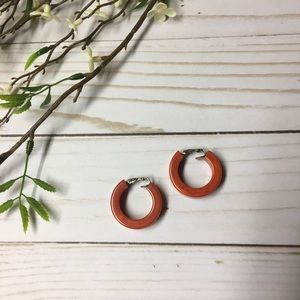 Vintage 60s Orange Hoop Earrings